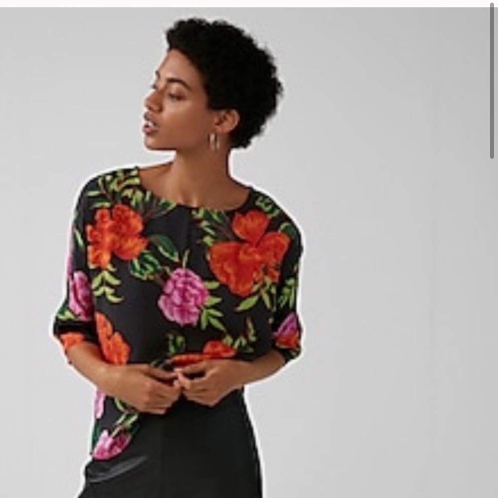 Express floral silky cocoon blouse